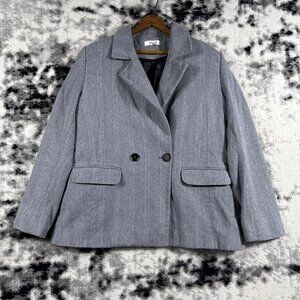 Anine Bing Blazer Womens Size Medium Light Gray Pockets‎ Double Breasted Notched